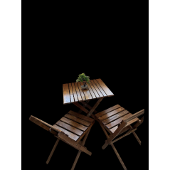 Table pliable en bois avec chaises 