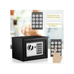 Coffre Fort à Serrure Électronique Avec Code PIN et 2 Clés, Fixations Murales et au sol