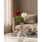 Vase Élégant avec Roses Artificielles – Harmonie Rouge & Blanc