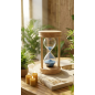Sablier en bois élégant avec sable bleu – Décoration raffinée et apaisante