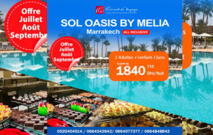 Offre Spéciale : Hôtel Sol Oasis by Meliá Marrakech à partir de 1840 Dh